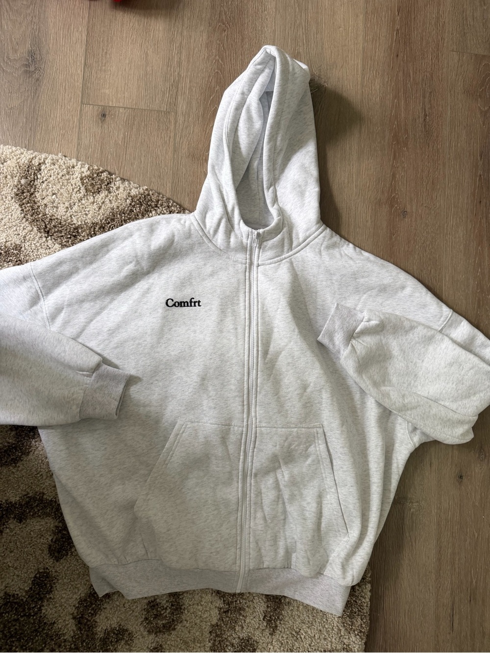 Comfrt Light Gray Zip-Up Hoodie Sweater - Women's